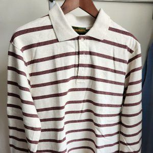 Vintage Timberland Mens Long Sleeve Striped Polo